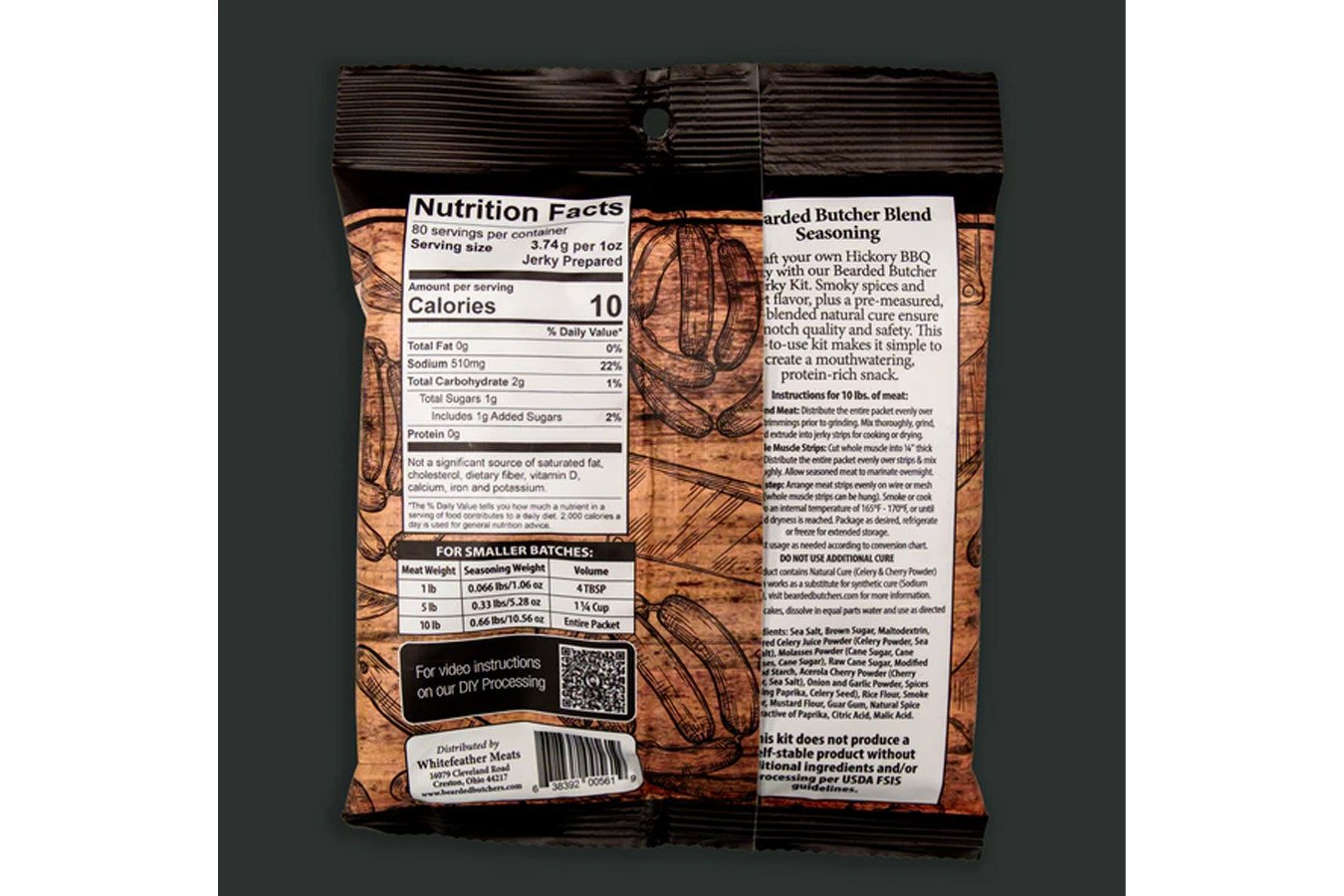 Bearded Butcher 10Lbs Hickory BBQ Jerky Seasoning and Natural Cure Kit